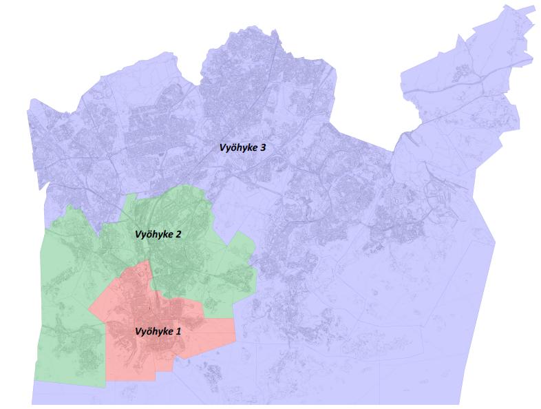 5. MAKSUVYÖHYKKEET Vyöhyke 1, kaupunginosat 01 Kruununhaka 02 Kluuvi 03 Kaartinkaupunki 04 Kamppi 05 Punavuori 06 Eira 07 Ullanlinna 08 Katajanokka 09 Kaivopuisto 13 Etu-Töölö 14 Taka-Töölö 20