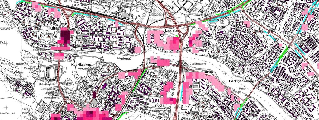 sijoittuu laskennallisen arvioinnin perusteella noin 5680 asukasta, joiden asuinrakennukseen kohdistuu yli 55 db päiväaikainen keskiäänitaso (L Aeq 7-22).