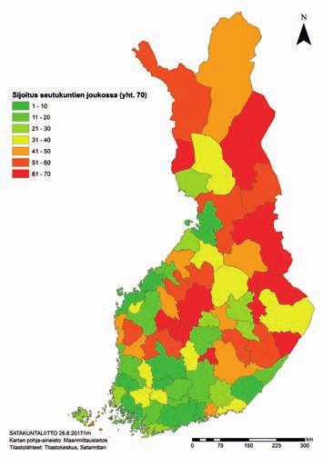 Maakunnan seutukuntien kilpailukyky eli kyky luoda BKT:tä on muuttunut hieman vuosien 2011 2015 välisenä aikana. Vuosi 2015 on tosin edellistä heikompi meriteollisuuden vaikeuksien vuoksi.