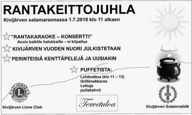 5 TAINIONMÄEN KOULU TIEDOTTAA Koulun kevätkirkko on perjantaina 1.6.2018 klo 12.15 Kivijärven kirkossa ja koulun kevätjuhla lauantaina 2.6.2018 klo 9.00 Tainionmäen koulun aulassa.