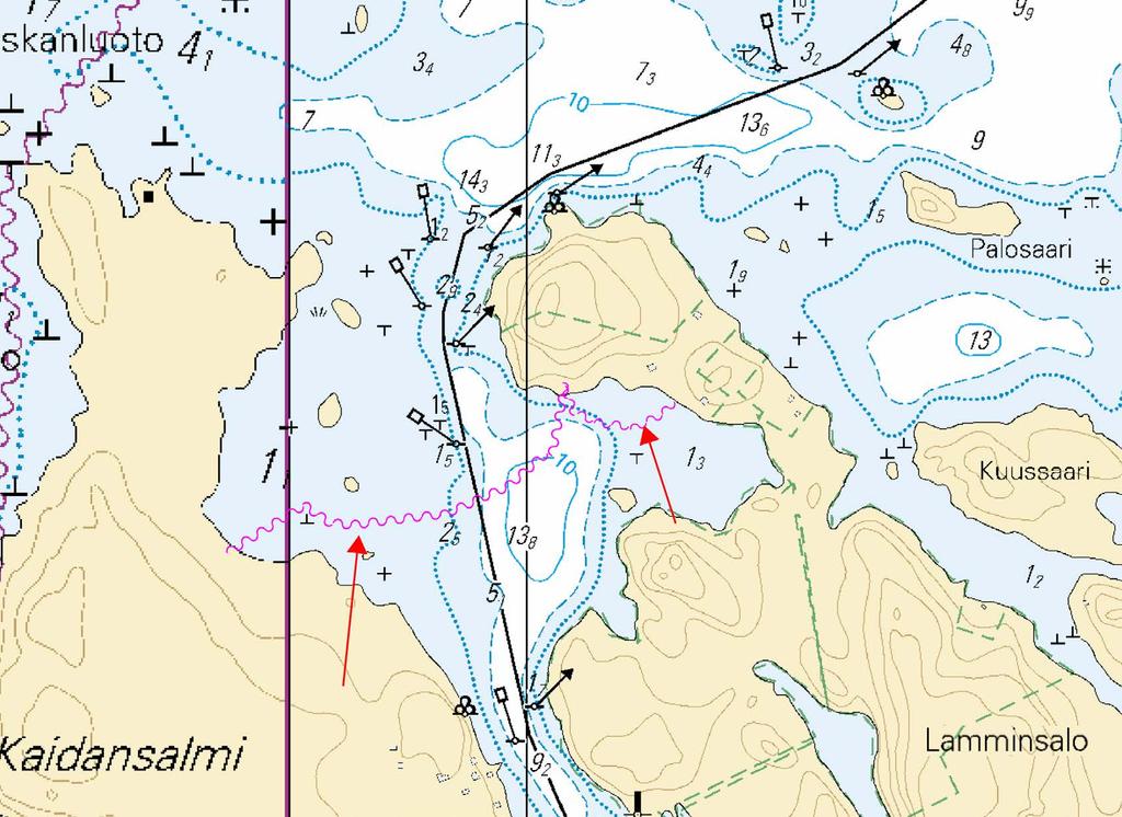 Kuva viitteeksi, karttaotteet ei merikartan mittakaavassa / Bild för referens, kortutdrag inte i sjökortets skala / Image for reference, chart extracts not to scale of chart ( FTA,