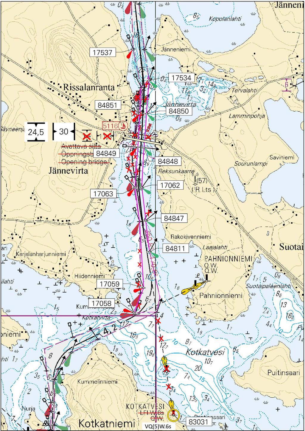 Kuva viitteeksi, karttaotteet ei merikartan mittakaavassa / Bild för referens, kortutdrag inte i sjökortets skala / Image for reference, chart extracts not to scale of chart ( FTA,