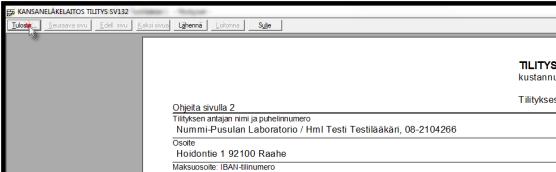 Painamalla Sähköinen tilitys ohjelma tekee tilityksen kaikista laskuista (voit