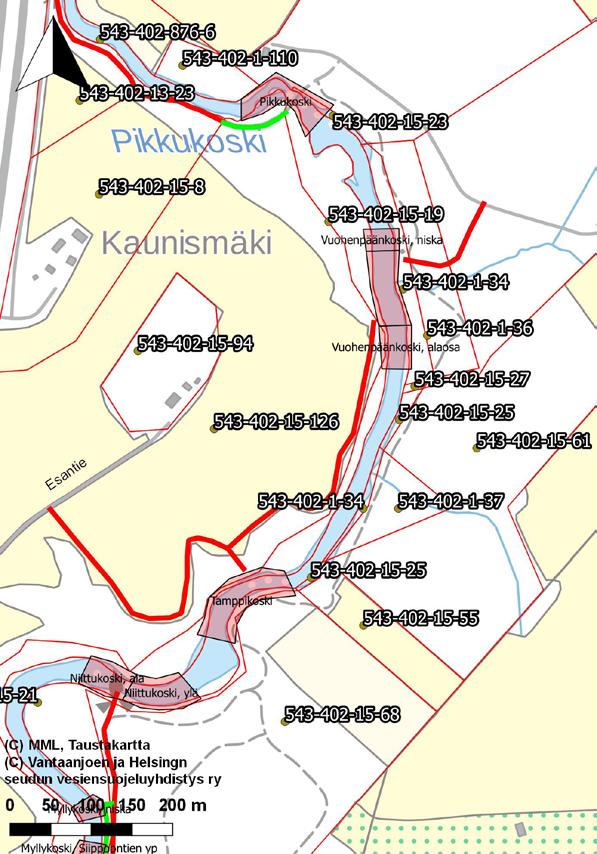 4.2.2 Kunnostustoimenpiteitä suunniteltaessa huomioitavaa Miltei koko Vuohenpäänkoskea leimaa savinen, upottava pohja.