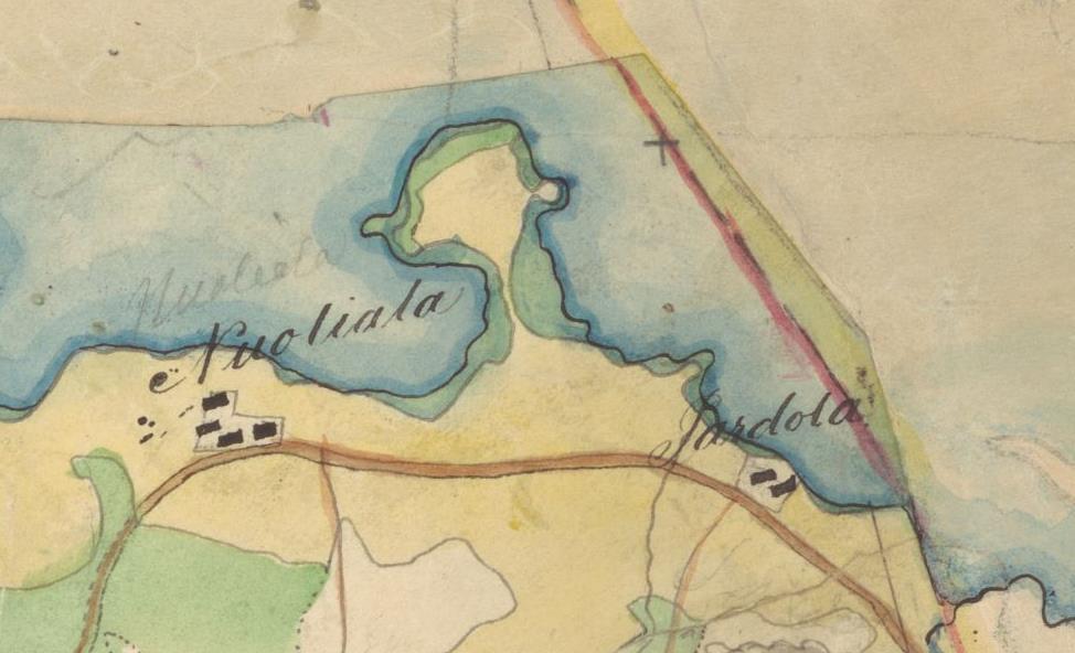 Kartta 5. Pereensaari oli niittyalueena vuoden 1847 kartalla.