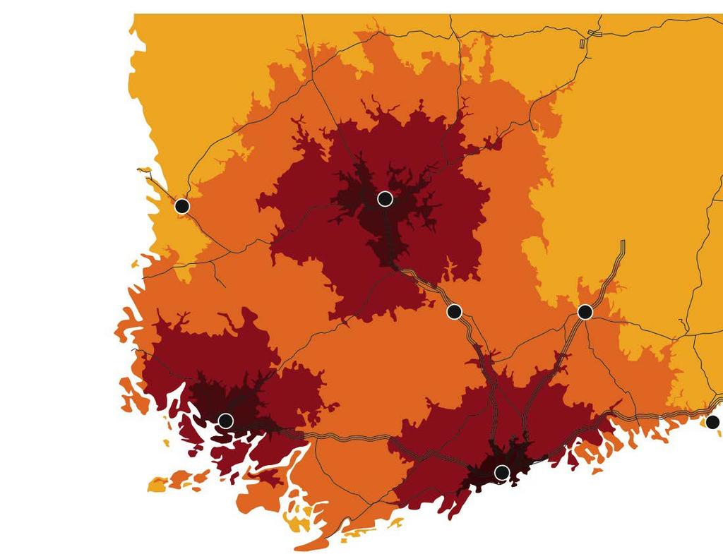 Sijainnilla on merkitystä Helsingin, Tampereen ja Turun 90 minuutin ajoaikaetäisyydellä asuu yhteensä 3,2 miljoonaa asukasta eli 58,2 % suomalaisista Pori Tampere Pääradan kolmiraiteisuus ja tunnin