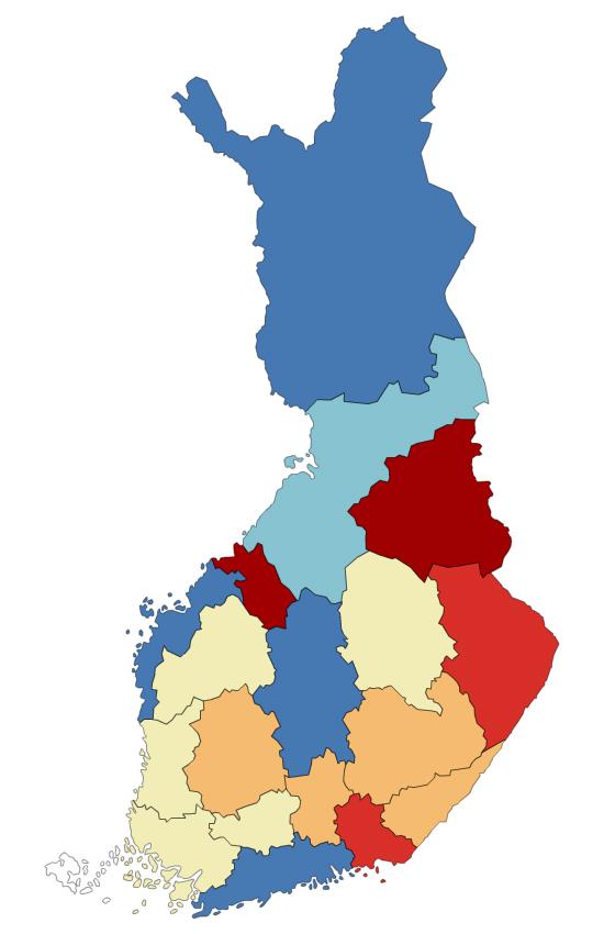 THL:n SAIRASTAVUUSINDEKSI 2012-2014 *Indeksisissä huomioitu seitsemän yleisintä sairastavuusryhmää. Vakioitu. Koko maa = 100 MAAKUNTIEN HYVINVOINTITRIPLA SOTE:n TARVEKERROIN 2014 ELÄMÄNLAATU (20-64 v.