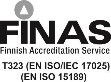 T323/M02/2018 Liite 1 / Bilaga 1 / Appendix 1 Sivu / Sida / Page 1(24) AKKREDITOITU TESTAUSLABORATORIO ACKREDITERAT TESTNINGSLABORATORIUM ACCREDITED TESTING LABORATORY VARSINAIS-SUOMEN