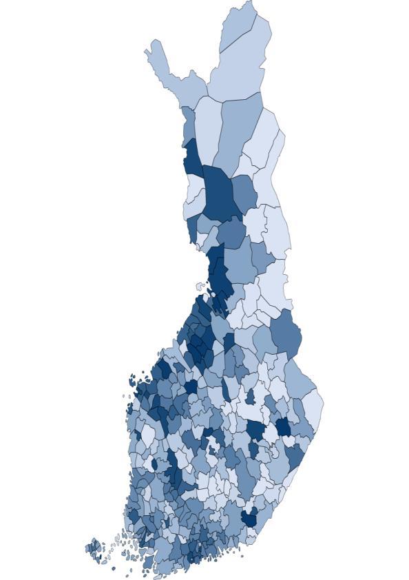 Alle 29-vuotiaiden nuorten osuudet kunnissa 1996-2026 laatinut