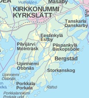 sijainti. Upinniemi, kartta.
