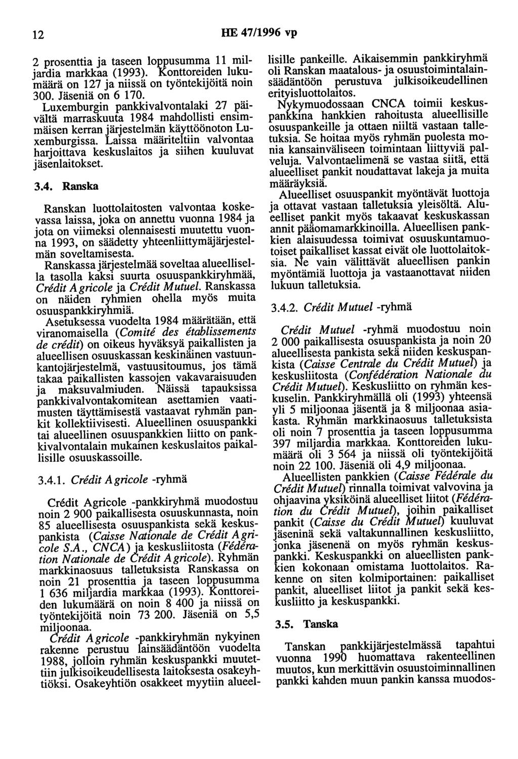 12 HE 47/1996 vp 2 prosenttia ja taseen loppusumma 11 miljardia markkaa (1993). Konttoreiden lukumäärä on 127 ja niissä on työntekijöitä noin 300. Jäseniä on 6 170.