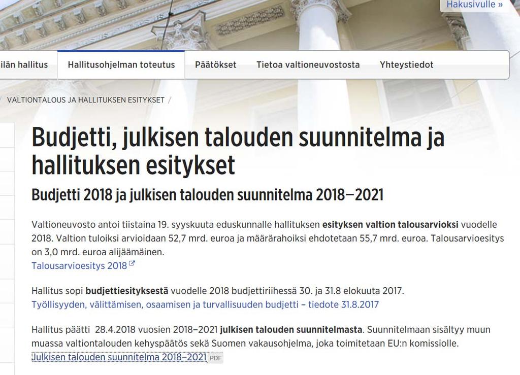 Maakuntia talousohjataan myös julkisen talouden suunnitelmassa ja valtion talousarviossa Tavoite maakunnan rahoitusasemalle Hallituksen tavoitetta