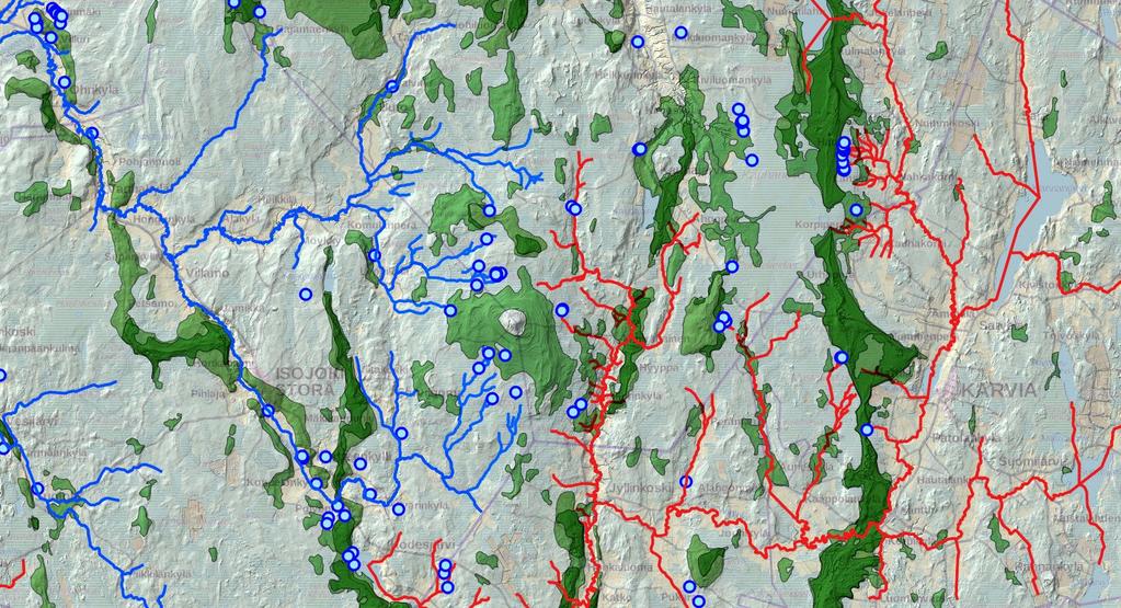 Harjuaineisto: GTK ja Reijo Pitkäranta, taustakartt ja maastomalli: