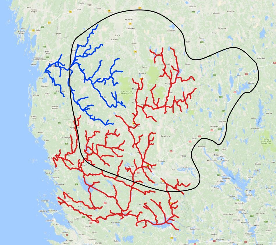 Geopark-alueen joet Isojoki, Karvianjoki, Kokemäenjoki, Kyrönjoki Geoparkin keskeiset luontokohteet: Lauhanvuori -> Isojoki, Karvianjoki, Kyrönjoki