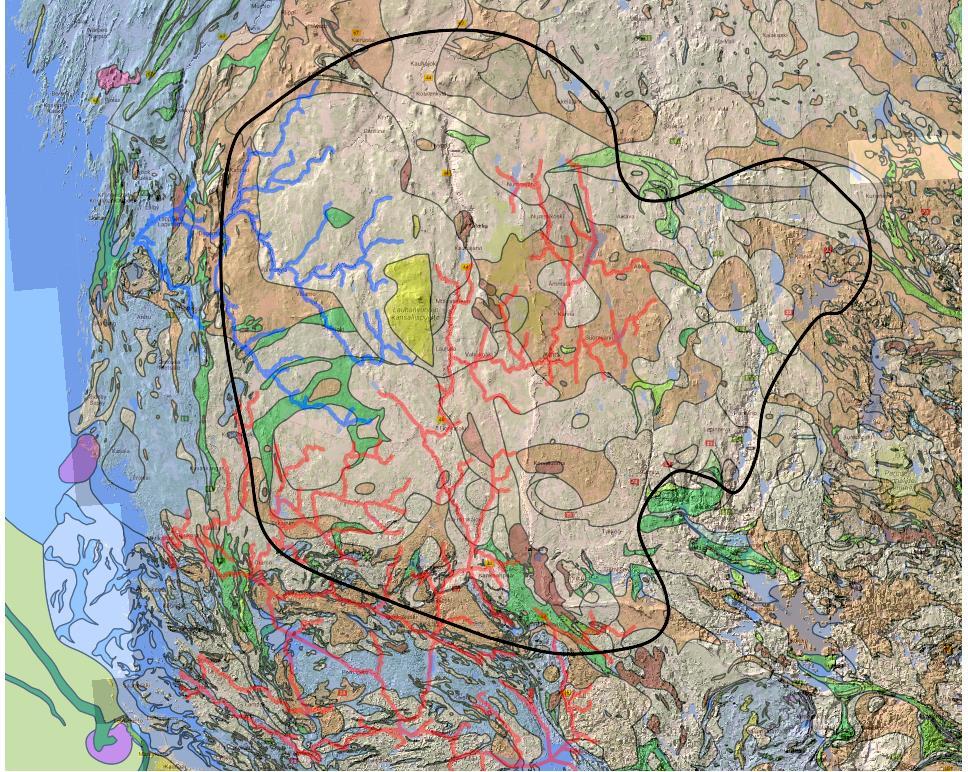 Kallioperä Graniittivaltainen Keski- Suomen graniittikompleksi Ikä noin 1870 milj.