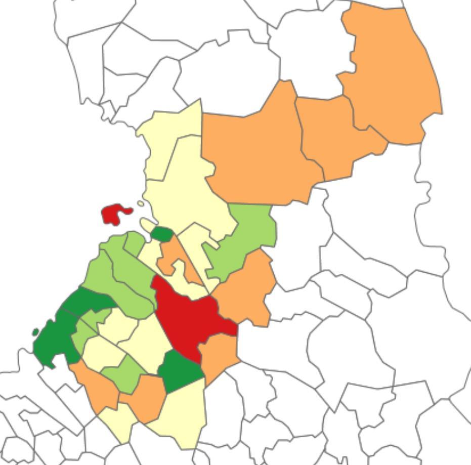 Lähde: THL 2018, tarvekerroin v. 2016 Koillismaalla tarvevakioidut soten nettokustannukset v.