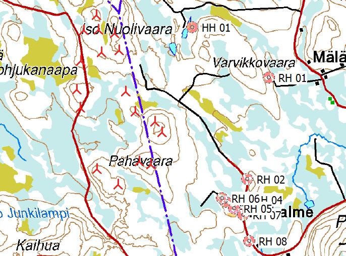 Project: Nuolivaara_MASTER_EV DECIBEL - Main Result Calculation: DECIBEL_MPdraft_17xV150 Calculation is done according to Finnish guideline Ympäristöhallinnon ohjeita 2 2014 from the Ministry of the