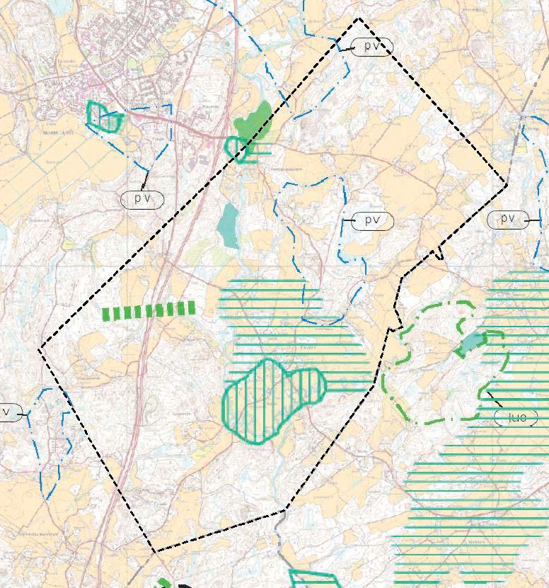 vaalimisen kannalta tärkeää aluetta. Suunnittelualue sijoittuu osin lentomelualueelle 1 (Lden 55-60 dba). Alueella on myös laajahko pohjavesialue sekä vedenhankinnan kannalta arvokas pintavesialue.