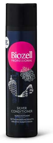 Suositellaan käytettäväksi aina Biozell Professional Syväpuhdistavan shampoon jälkeen. Pakkauskoko: 250 ml Biozell Professional Silver Shampoo Hopeashampoo Taittaa hiuksista keltaisen eri sävyjä.