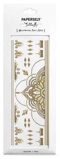 Paperself Siirtotatuointi Henna Gold Kaunista itämaista käsikorua muistuttava kultainen tatuointi.