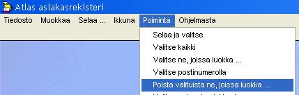 Voit jatkaa poimintaa uudella / uusilla hakukierroksilla, käyttämällä kriteerinä jotain toista poimintakoodia. Uusilla kierroksilla poimitut asiakkaat summautuvat poimintalistalle.