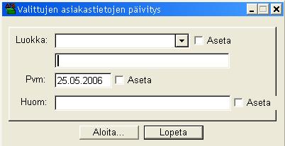 Olkoon määriteltyinä mm. koodit Uusim (Uusimaa) sekä Hki (Helsinki). Voidaan tehdä esim.