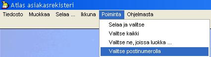3.5.14.5 Poiminta Vie valitut Wordin yhdistelytiedostoon Tämän avulla voidaan toteuttaa ns.