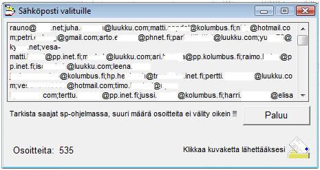 Vihje: Samalle poimintalistalle voidaan siis kerätä asiakkaita sekä poimintaluokkien avulla että postinumerohakujen avulla, ja lisäksi käsin tapahtuvien poimintojen avulla.