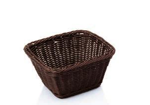 Leipäkorit Koko GN 1/6-65 - korin koko 18 x 17 x 6,5 cm - väri tumman ruskea - tuote koodi 4611 Koko GN 1/3-65 - korin koko 32,5 x 17 x 6,5 cm - väri