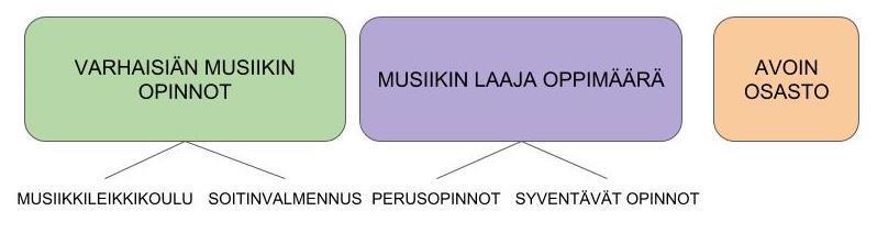 Opintojen edetessä oppilas oppii tunnistamaan musiikilliset vahvuutensa ja löytää omat tapansa ilmaista itseään musisoiden.