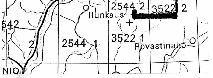 Maastotutkimusten pääkohdealue oli Vähäjoen kylän eteläpuolella karttalehdellä 2544.