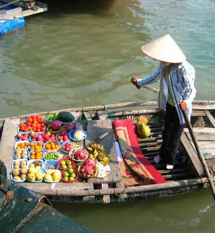 Cai Rangin vihannes- ja hedelmämarkkinoille sekä joensuiston pieniin ruokatehtaisiin. Cai Rangin kelluvat markkinat ovat Mekongin suiston suurimmat.