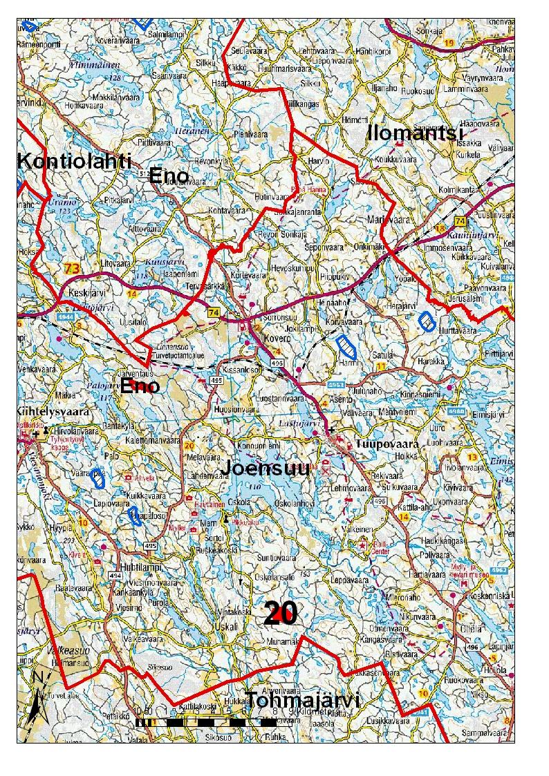 58 Joensuu Joensuun alueella (ent. Kiihtelysvaara, Tuupovaara) on runsaasti kallioesiintymiä. Jylmäkkövaara on massaltaan iso esiintymä.
