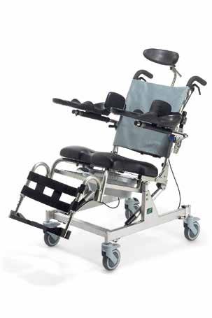 Raz-AP Erittäin pehmeä painehaavoja tehokkaasti ehkäisevä istuinosa ja muotoilu Neljä lukittavaa pyörää Runko ruostumatonta terästä Monipuoliset säätö- ja lisävarustemahdollisuudet Jalkatuet ja