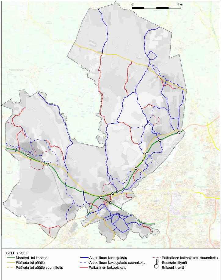 Ajoneuvoliikenteen verkko 2050 Ajoneuvoliikenteen verkon täydentämistarve liittyy uusien asuinalueiden maankäytön kytkentään nykyiseen liikenneverkkoon. Uusia maantie- tai pääkatuyhteyksiä ei tarvita.
