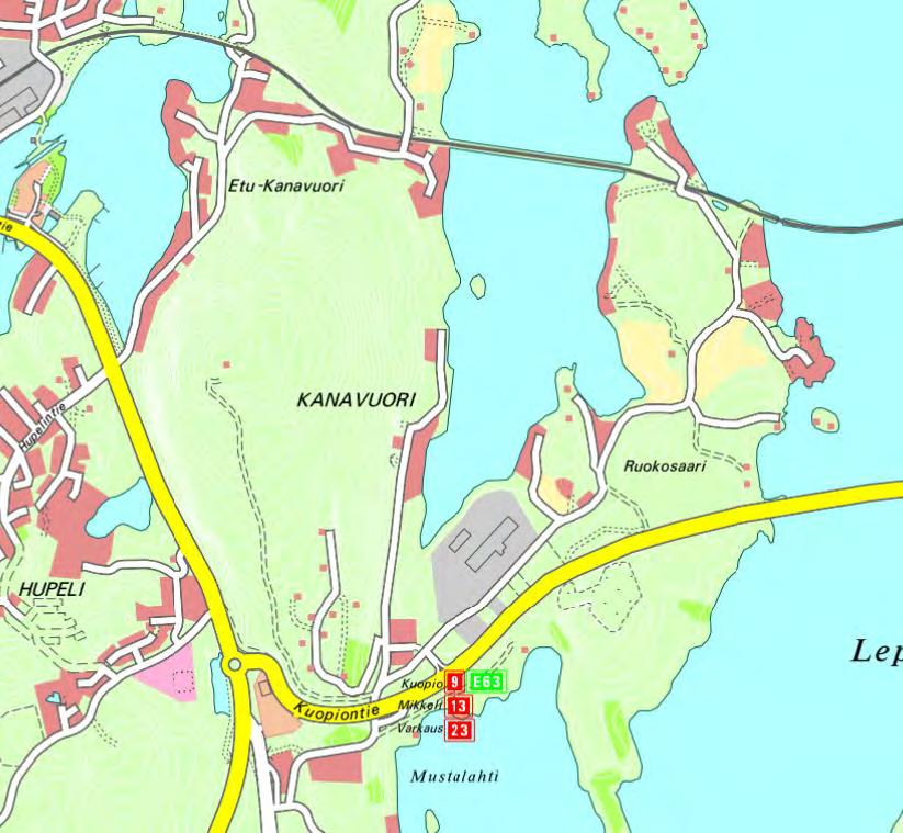 853 Vesala Koivuniemi leirikeskus, KEHITTÄMISSELVITYS 3/16 KOIVUNIEMI YMPÄRISTÖ Koivuniemen leirikeskus sijaitsee valtatie 9:n varrella, non 13 kilometriä Jyväskylästä itään.