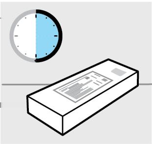 1. Pistoksen valmistelu 30 MIN Tarkista kotelo Ota esitäytetyn ruiskun sisältävä kotelo jääkaapista.