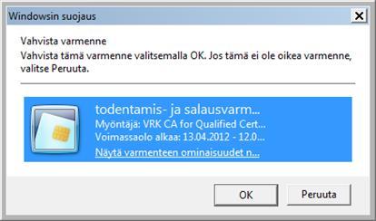 Käyttöohje 9 löytyy osoitteesta https://eevertti.vrk.fi/kortinlukijaohjelmisto-ja-varmenteentestaus. Varmenteiden testipalvelua voi käyttää kaikilla VRK:n myöntämillä varmenteilla.