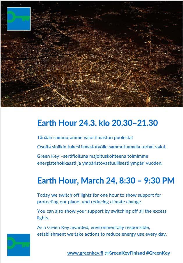 Green Key tukee ympäristötyötä Viestintämateriaalit Materiaaliportaali Green Key esite (sähköinen) Kuvapankki Kestävän kehityksen teemapäiviin materiaalia Sosiaalinen media Kerro jo aikomuksestasi