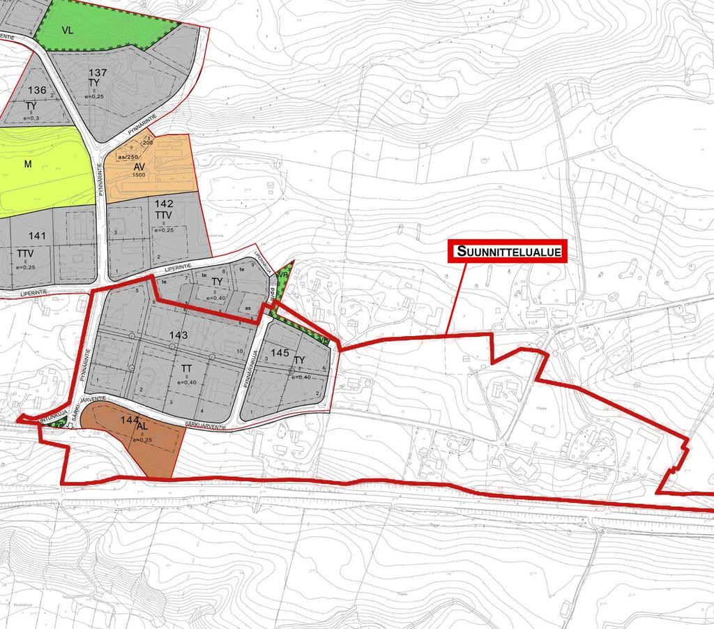 Asemakaavat Suunnittelualueen länsiosassa on voimassa asemakaava vuodelta 1986, jossa alueen länsiosaan on osoitettu teollisuusrakennusten korttelialuetta (TT); teollisuusrakennusten korttelialuetta,