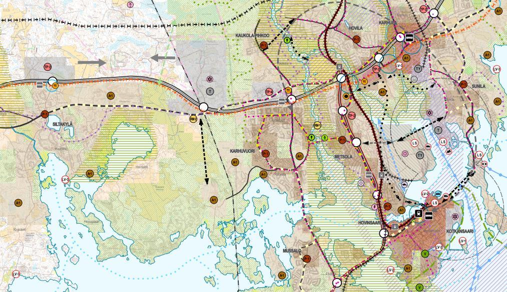 Pyhtää: Kirkonkylä, Heinlahti, Ahvenniemi, Peltolanmäki ja Kiviniemi Kotka: Hevossaari, Hovinsaari,