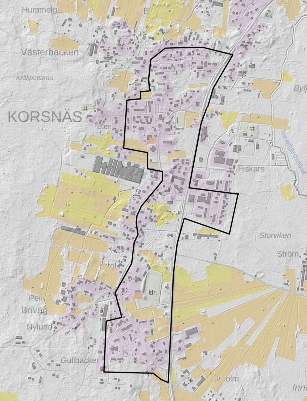 8 4. KULTTUURIMAISEMA 4.1 Maisemarakenne Korsnäsin keskustaajama-alue on rakentunut vanhan päätien varrelle. Selvitysalue on suurimmalta osin rakennettua taajama-aluetta.