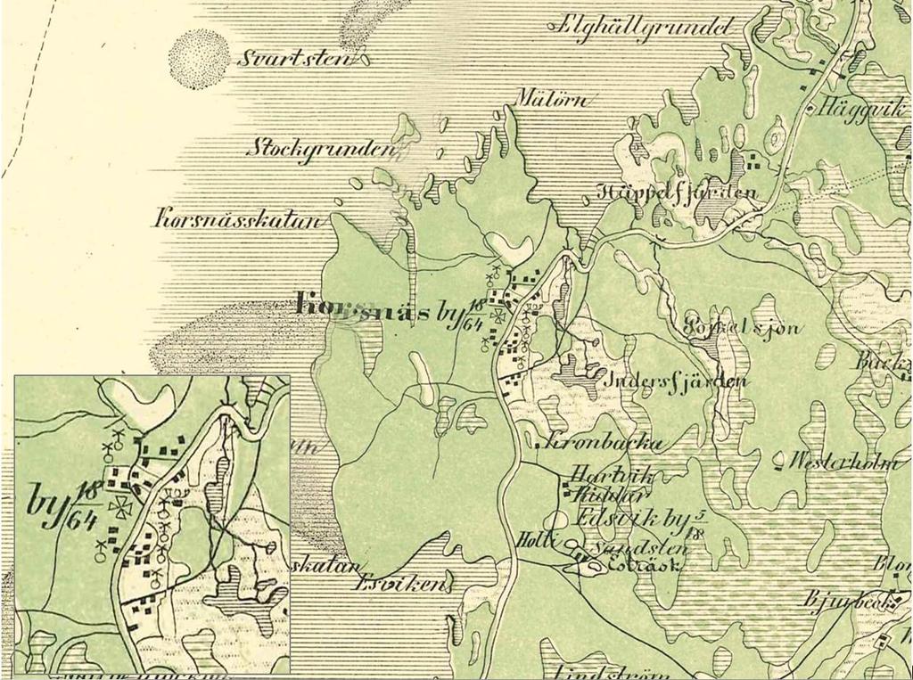 4 Kuva 4. Ote Kalmbergin kartastosta vuodelta 1856. Lähde: Jyväskylän yliopisto, www.vanhakartta.fi. 1930-luvulle tultaessa tiloja oli 99 kpl. Sota-aikoina asukasmäärä luonnollisesti laski.