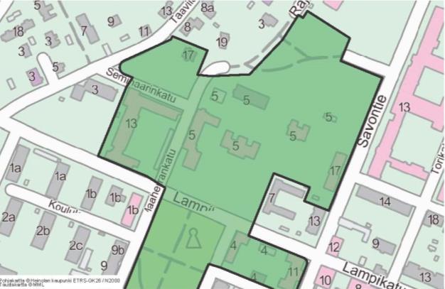 Heinola 684/Akm, Osallistumis- ja arviointisuunnitelma, 23.05.2018 5 / 8 Aluetta koskevat muut suunnitelmat ja päätökset: - Valtaosa suunnittelualueesta kuuluu Heinolan kansalliseen kaupunkipuistoon.