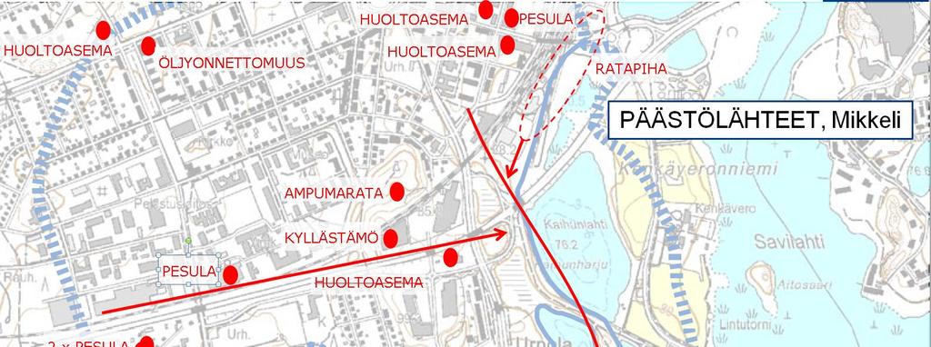 LIITE 1 Mikkelin esimerkkialueen tunnistettuja päästölähteitä ja