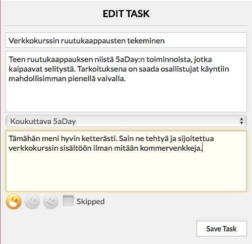 Tällä tavalla varmistat, ettet valitse tehtävää vain tehtävän vuoksi. Muista painaa painiketta Create Task, muuten tehtävä ei tallennu.