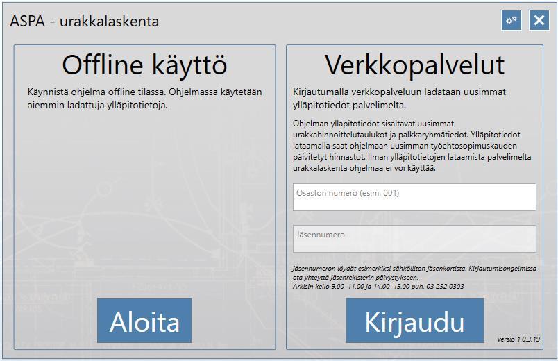 Tästä voit tarkistaa ohjelman päivityksen, viimeisin versio on 1.0.3.