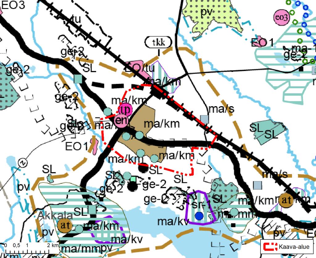 8 (43) 19.3.2018 3.2 Maakuntakaavat Kuva 3.1. Pohjois-Karjalan maakuntakaavan vaihekaavojen 1, 2 ja 3 (vahvistettu 2007, 2010 ja 2014) yhdistelmä. Kaava-alue on merkitty karttaan punaisella.