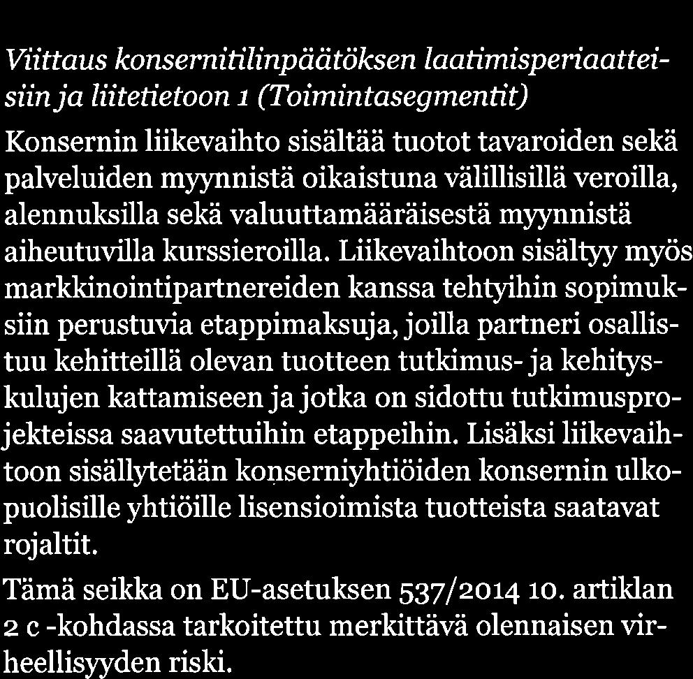 Muihin yhtiöihin ei katsota liittyvän olennaisen virheellisyyden riskiä konsernitilinpäätöksen kannalta ja täten näiden osalta tarkastustoimenpiteinä olemme suorittaneet tiettyjä erityisiä