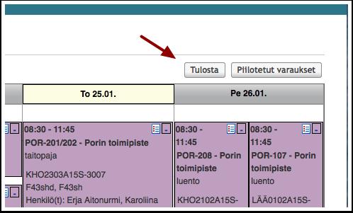 Käytä listanäkymää hakeaksesi piilotettavat varaukset helposti haluamallasi hakusanalla. Jos piilottamiisi varauksiin tehdään muutoksia, et näe niitä lukujärjestyksessäsi.